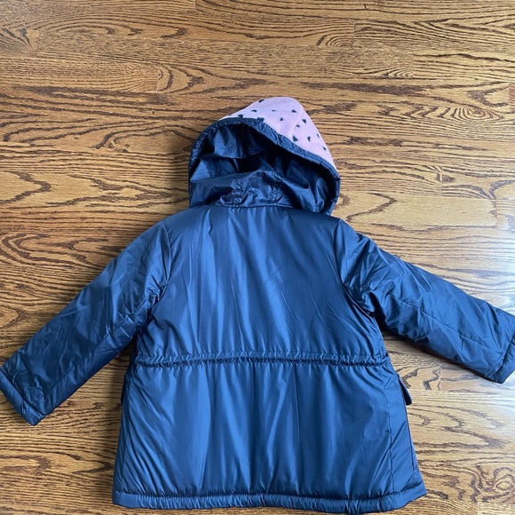 OshKosh Bgosh size 4 navy and pink Puffer jacket with hood - Picture 3 of 5